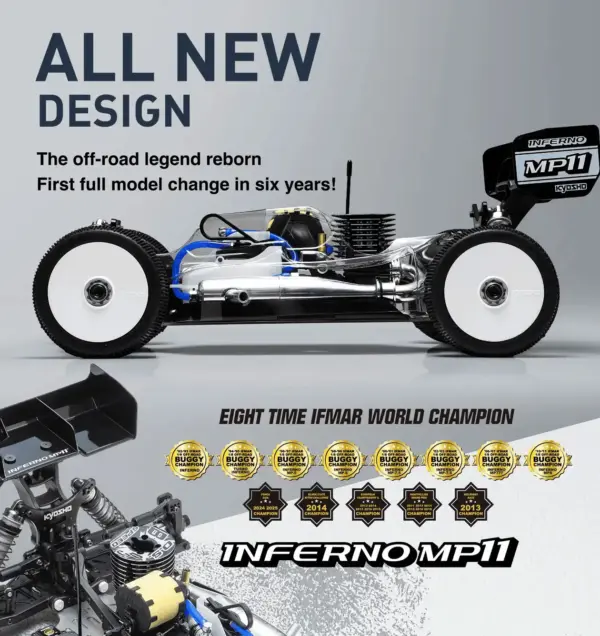 Kyosho Inferno MP11 1:8 4WD RC Nitro Buggy Kit - Bundle wheels, engine & servo package
