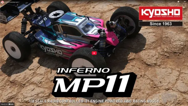 Kyosho Inferno MP11 1:8 4WD RC Nitro Buggy Kit - Bundle wheels, engine & servo package