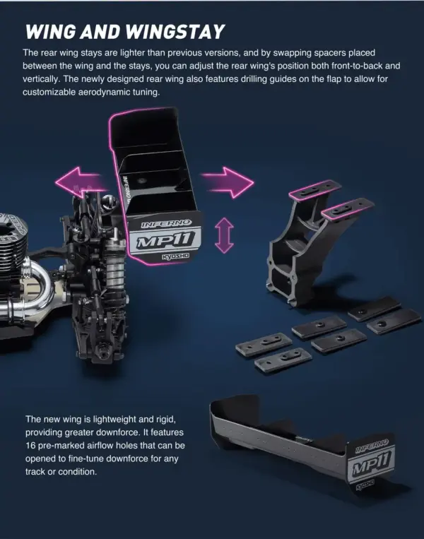 Kyosho Inferno MP11 1:8 4WD RC Nitro Buggy Kit - Bundle wheels, engine & servo package