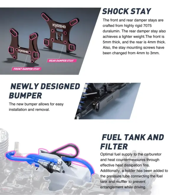 Kyosho Inferno MP11 1:8 4WD RC Nitro Buggy Kit - Bundle wheels, engine & servo package