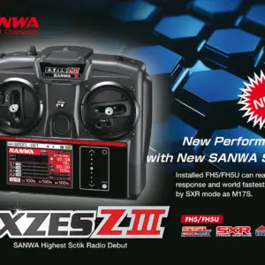 Radio Sanwa Exzes Z3 FH5 RX493I receiver and Lipo TX installed