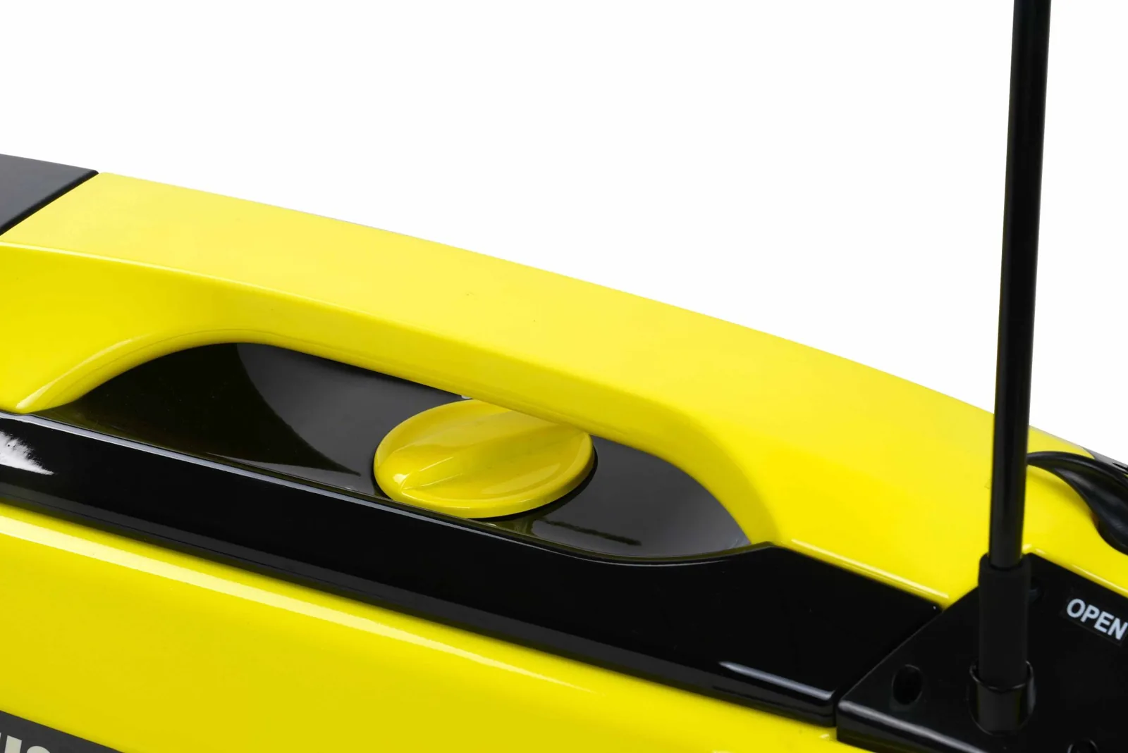 Joysway Fishing Surfer V3 bait boat, close-up of the deck handle and hatch