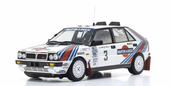 Kyosho 1:18 Lancia Delta HF 4WD Olympus Rally 1987 Martini Rossi Nr.3