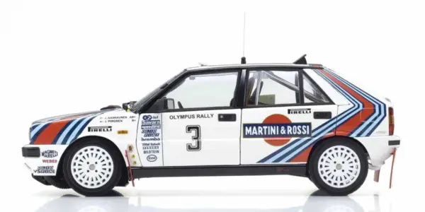 Kyosho 1:18 Lancia Delta HF 4WD Olympus Rally 1987 Martini Rossi Nr.3