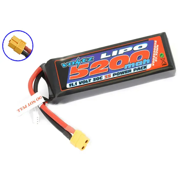 Voltz 5200mah 11.1V 30c Lipo Battery W/Xt60