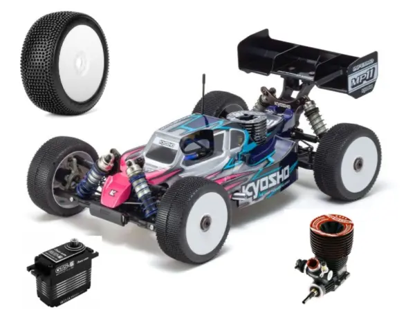 Kyosho Inferno MP11 1:8 4WD RC Nitro Buggy Kit - Bundle wheels, engine & servo package