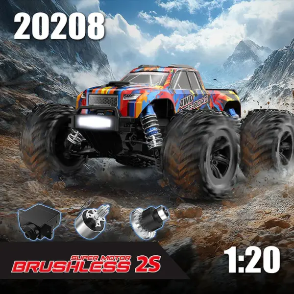MJX 20208 Brushless 1:20th Scale Monster Truck (2s Lipo Version) 39kph
