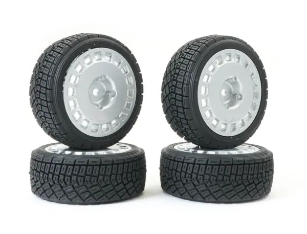 Fastrax 1/10th Rally Angle Tyre/Wheel Set Silver (4)