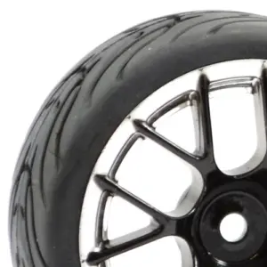 Fastrax 1/10 Street/Tread Tyre 14sp Black/Chrome Wheel