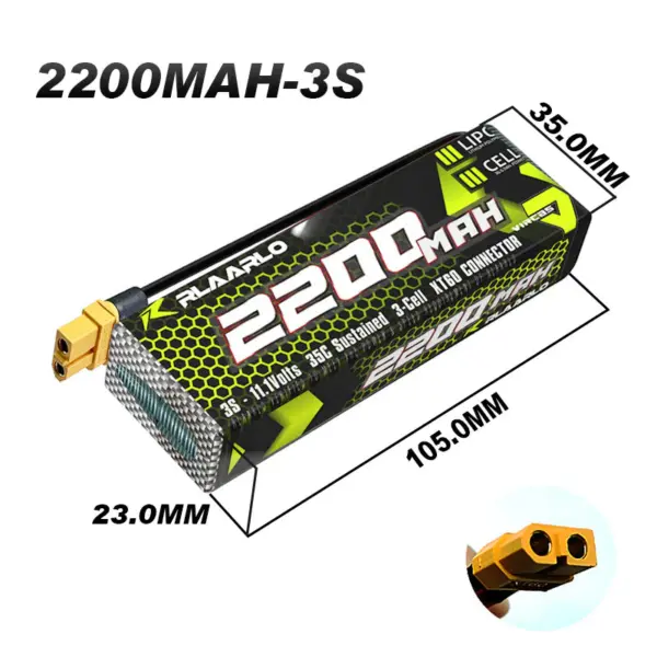 Rlaarlo Replacement 11.1v 3s 2200mah Lipo Battery - Part Number Re032