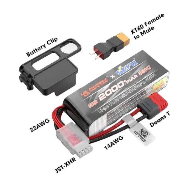 MJX 3s 11.1v 2000mah Lipo Battery Kit for 1:14 & 1:16 Scale MJX Hyper Go Models