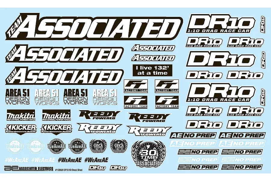 Team Associated Dr10 Decal Sheet – view 2