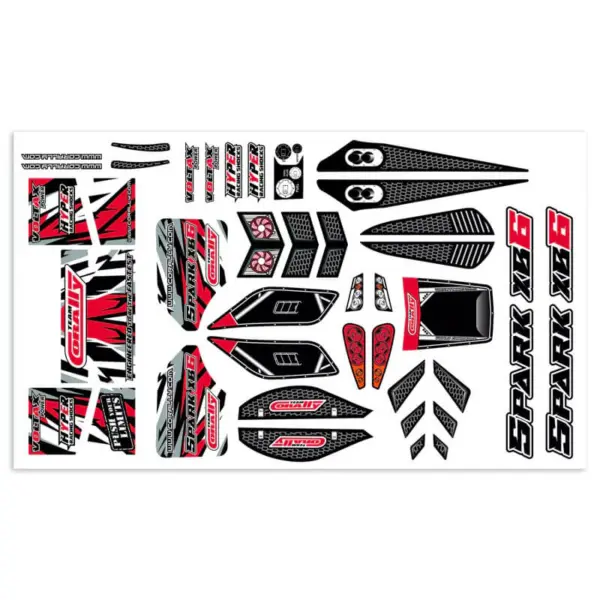 Team Corally Body Decal Sheet Spark Xb6 Red 1pc