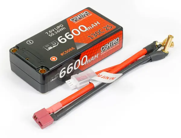 Centro Hv 2s 6600mah 7.6v 130c Hardcase Shorty Lipo Battery