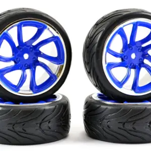 Fastrax 1/10 Street/Tread Tyre Tri-5 Blue/Chrome Wheel