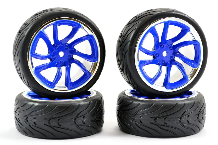 Fastrax 1/10 Street/Tread Tyre Tri-5 Blue/Chrome Wheel – view 2