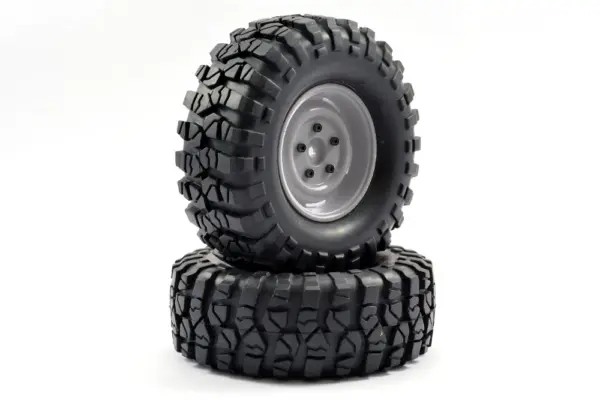 Fastrax 1:10 Crawler Sawblock 1.9 Scale Grey Wheel Ø108mm Tyre (Pair)