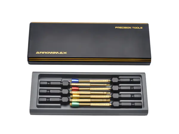 AM Power Tool Tip Set 7 Pieces With Alu Case Black Golden