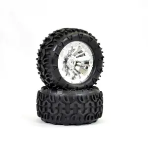 FTX Carnage Mounted Wheel/Tyre Complete Pair - Chrome