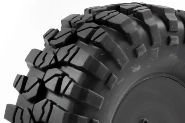 FTX Outback Pre-Mounted Steel Look Lug/Tyre (2) - Black – view 2