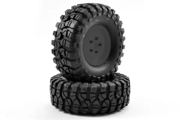 FTX Outback Pre-Mounted Steel Look Lug/Tyre (2) - Black – view 3