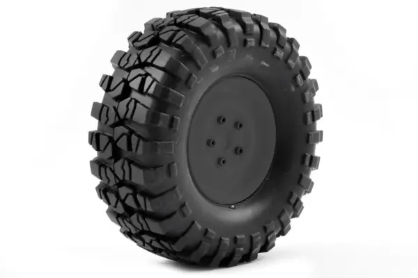 FTX Outback Pre-Mounted Steel Look Lug/Tyre (2) - Black – view 4
