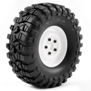 FTX Outback Pre-Mounted Steel Look Lug/Tyre (2) - White