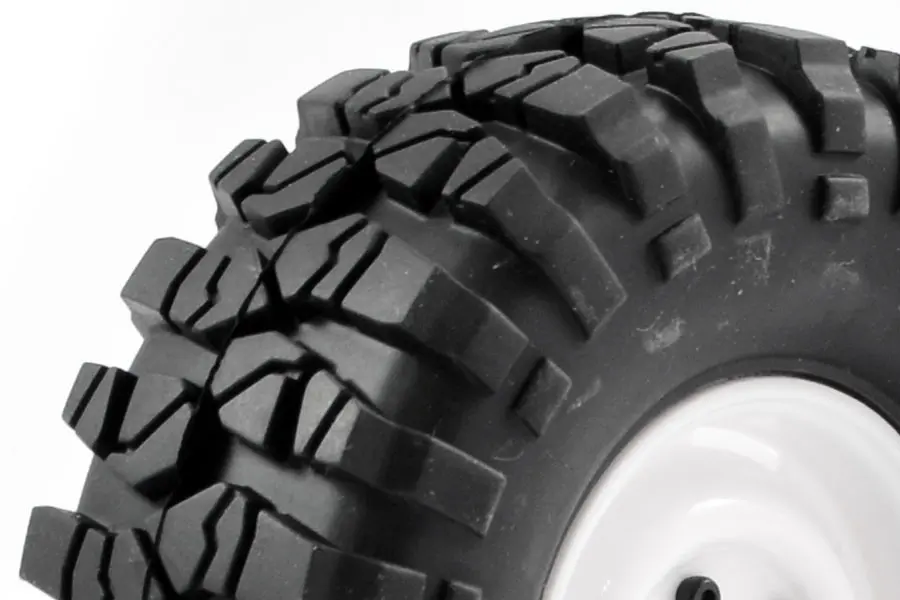 FTX Outback Pre-Mounted Steel Look Lug/Tyre (2) - White – view 2