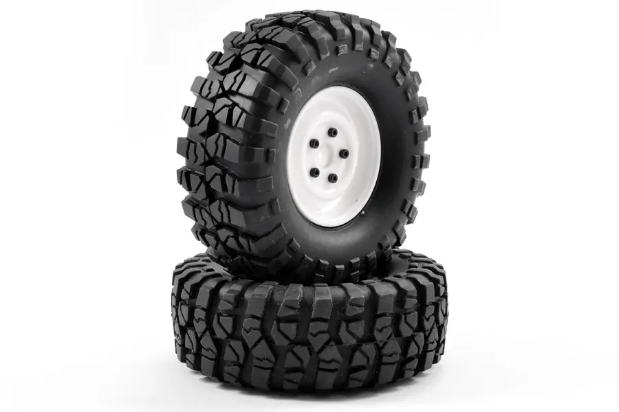 FTX Outback Pre-Mounted Steel Look Lug/Tyre (2) - White – view 3