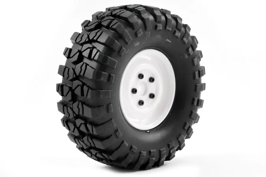 FTX Outback Pre-Mounted Steel Look Lug/Tyre (2) - White – view 4