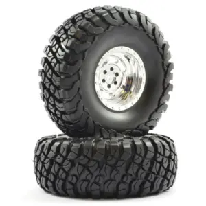 FTX Mauler 2.2" All Terrain Tyres Pre-Glued on Chrome Wheel (2)