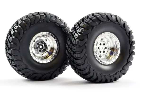 FTX Mauler 2.2" All Terrain Tyres Pre-Glued on Chrome Wheel (2) – view 2