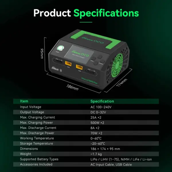 Gensace Charger Imars D1000 Plus Smart Dual Channel Ac 1000w (Eu)