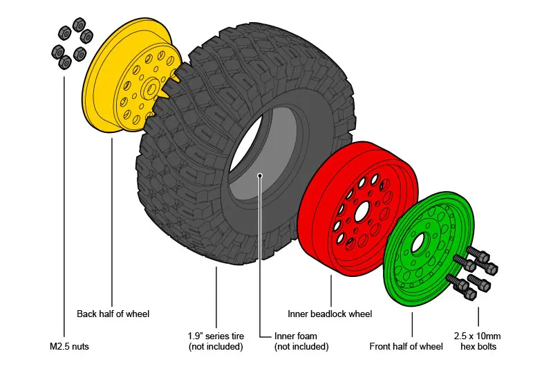 Gmade 1.9 Nr01 Beadlock Wheels (White) (2) – view 4