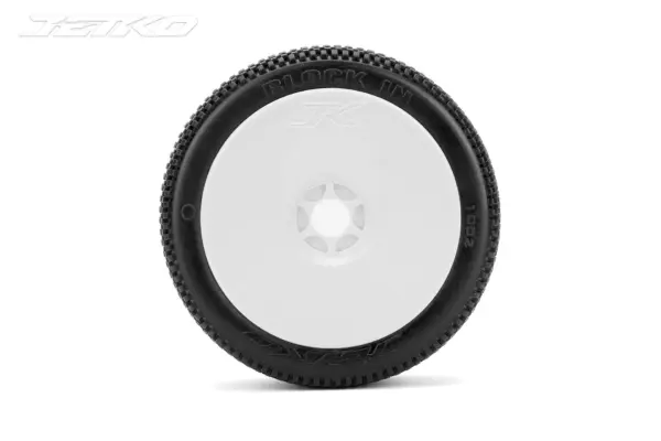 Jetko Block in Soft 1:8 Buggy Pre-Glued White Revo Rims (2)