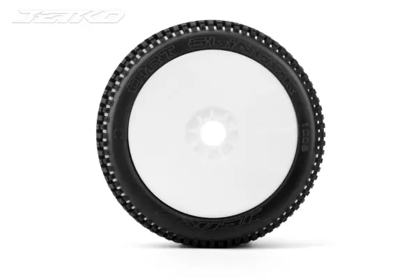 Jetko Dirt Slinger Super Soft 1:8 Buggy Pre-Glued White Revo Rims (2)