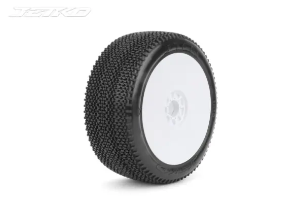 Jetko J Ten COMPOSITE ULTRA SOFT 1:8 Buggy Tyres White Wheels (2)