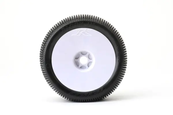 Jetko Block in Soft 1:8 Truggy Pre-Glued on White Rims (2)