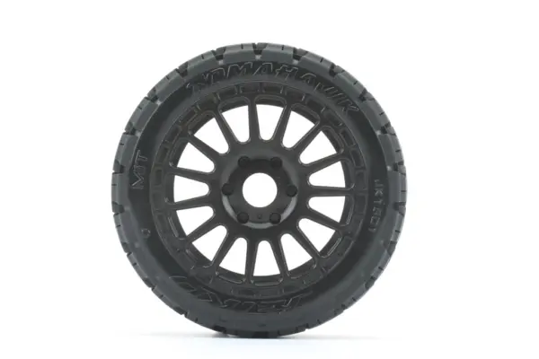 Jetko Ex Tomahawk 1:8 Buggy Belted Tyre Black Wheels 17mm Hex (2)