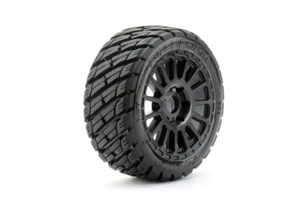Jetko Ex Rockform 1:8 Buggy Belted Tyre Black Wheels 17mm Hex (2)