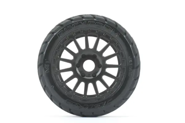 Jetko Ex Rockform 1:8 Buggy Belted Tyre Black Wheels 17mm Hex (2)