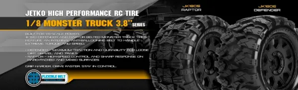 Jetko Ex Tyre Mt Defender Belted 3.8 17mm-12mm Black Wheel"