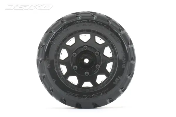 Jetko Ex Tyre St King Cobra Black Wheel 2.8 Hex 12-14-17mm (2)"