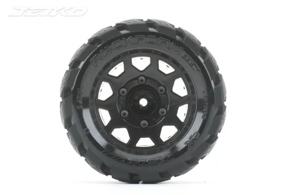 Jetko Ex Tyre St Rockform Black Wheel 2.8 Hex 12-14-17mm (2)"