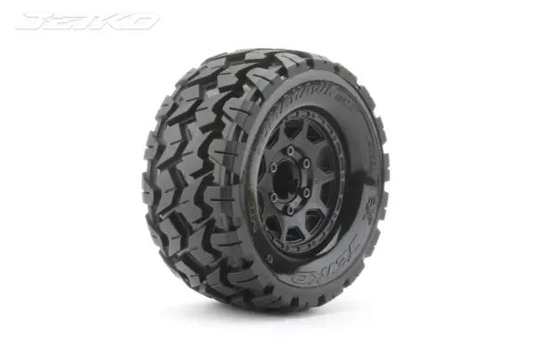 Jetko Ex Tyre Mt Tomahawk Black Wheel 2.8 Hex 12-14-17mm (2)"