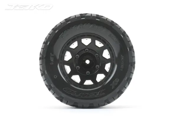 Jetko Ex Tyre Mt Tomahawk Black Wheel 2.8 Hex 12-14-17mm (2)"
