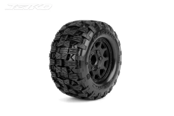 Jetko Ex Tyre Mt Raptor Black Wheel 2.8 Hex 12-14-17mm (2)"
