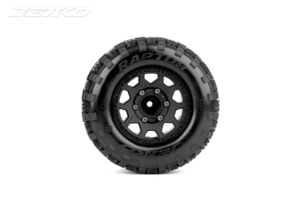 Jetko Ex Tyre Mt Raptor Black Wheel 2.8 Hex 12-14-17mm (2)"
