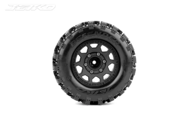 Jetko Ex Tyre Mt Defender Black Wheel 2.8 Hex Hex 12-14-17mm (2)"