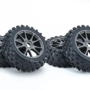 Glued on Gun Metal Rim Tyres (4) (Unpackaged) Kyosho Inferno Neo 3.0